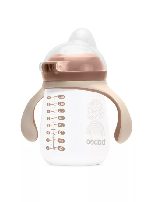 Baboo Csöpögésmentes itatópohár szilikon ivócsőrrel 260 ml Au Naturale 6+ hónapos kortól - kakaó színű