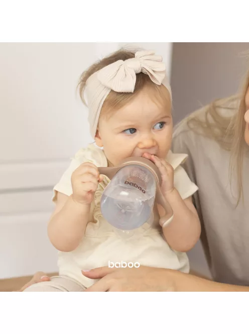 Baboo Csöpögésmentes itatópohár szilikon ivócsőrrel 260 ml Au Naturale 6+ hónapos kortól - kakaó színű
