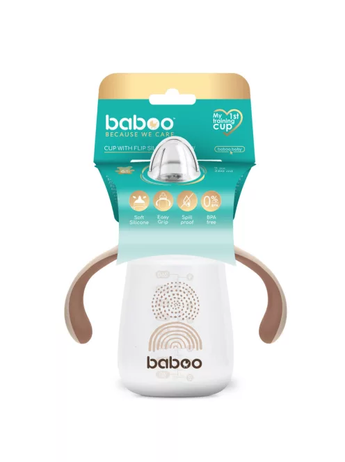 Baboo Csöpögésmentes itatópohár szilikon ivócsőrrel 260 ml Au Naturale 6+ hónapos kortól - kakaó színű