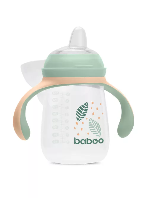 Baboo Csöpögésmentes itatópohár szilikon ivócsőrrel 260 ml Peachy Keen 6+ hónapos kortól - zöld színű