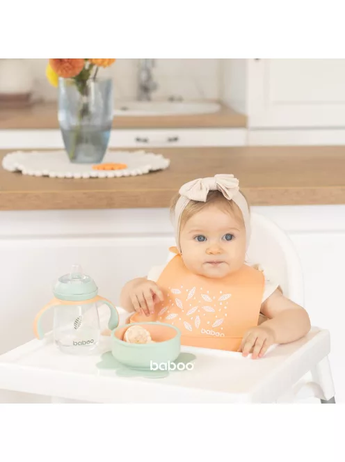 Baboo Csöpögésmentes itatópohár szilikon ivócsőrrel 260 ml Peachy Keen 6+ hónapos kortól - zöld színű