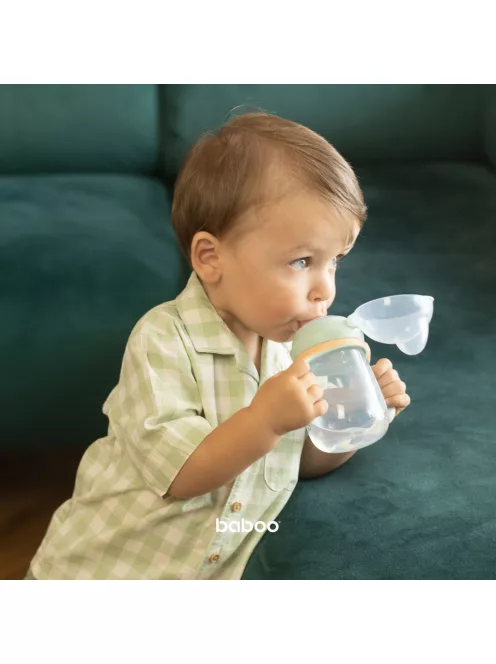 Baboo Csöpögésmentes itatópohár szilikon ivócsőrrel 260 ml Peachy Keen 6+ hónapos kortól - zöld színű