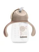 Baboo Csöpögésmentes itatópohár szilikon szívószállal 260 ml Au Naturale 9+ hónapos kortól - kakaó színű