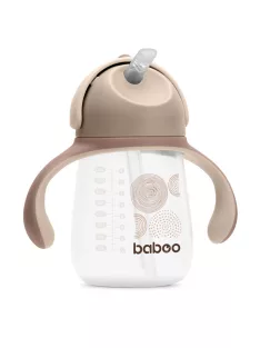   Baboo Csöpögésmentes itatópohár szilikon szívószállal 260 ml Au Naturale 9+ hónapos kortól - kakaó színű