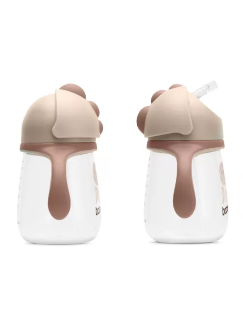 Baboo Csöpögésmentes itatópohár szilikon szívószállal 260 ml Au Naturale 9+ hónapos kortól - kakaó színű