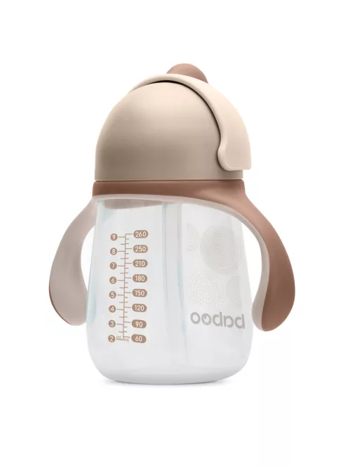 Baboo Csöpögésmentes itatópohár szilikon szívószállal 260 ml Au Naturale 9+ hónapos kortól - kakaó színű