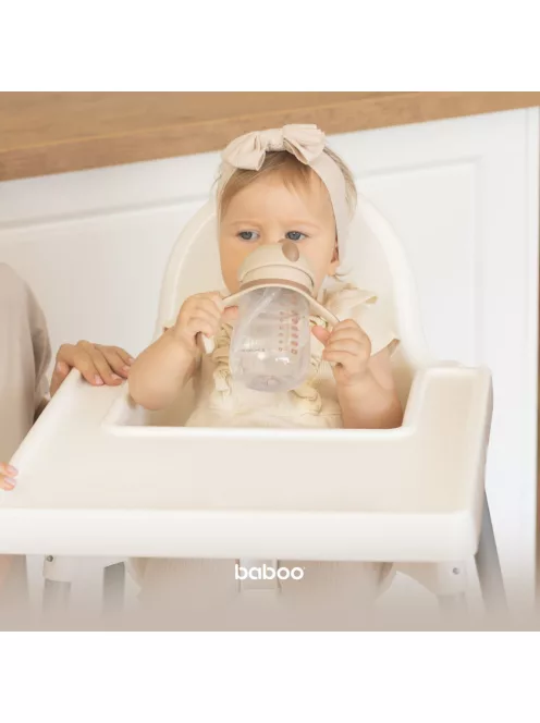 Baboo Csöpögésmentes itatópohár szilikon szívószállal 260 ml Au Naturale 9+ hónapos kortól - kakaó színű