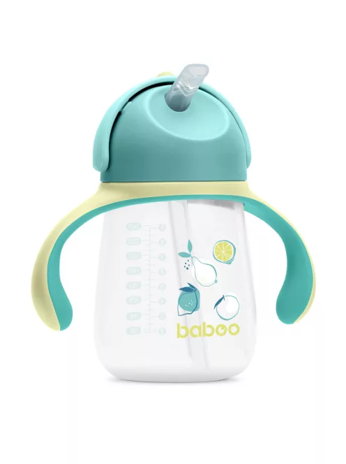 Baboo Csöpögésmentes itatópohár szilikon szívószállal 260 ml Lagoon Fiesta zöld színű 9+ hónapos kortól - zöld színű