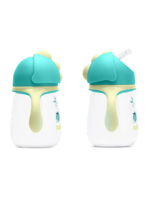 Baboo Csöpögésmentes itatópohár szilikon szívószállal 260 ml Lagoon Fiesta zöld színű 9+ hónapos kortól - zöld színű