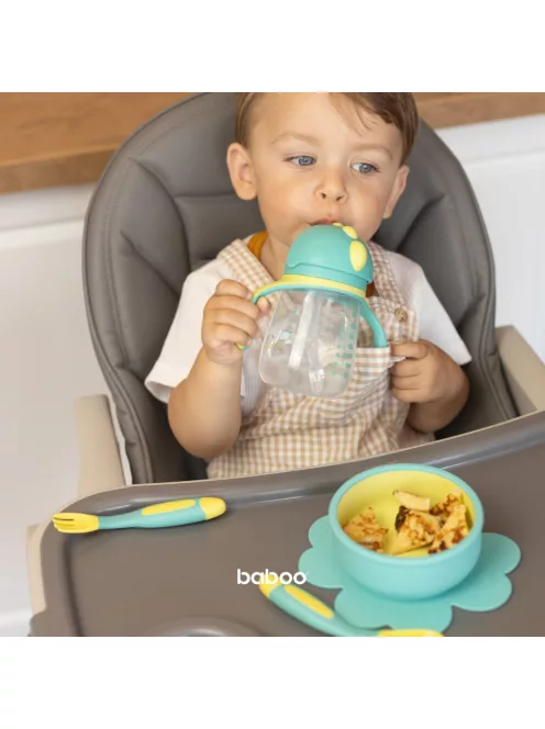 Baboo Csöpögésmentes itatópohár szilikon szívószállal 260 ml Lagoon Fiesta zöld színű 9+ hónapos kortól - zöld színű