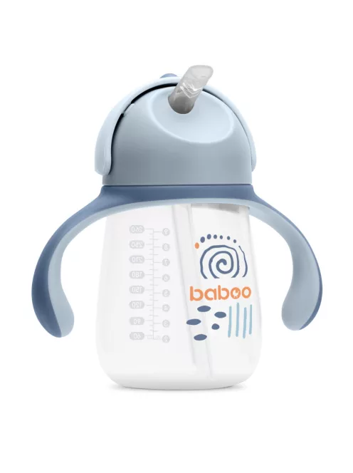 Baboo Csöpögésmentes itatópohár szilikon szívószállal 260 ml Blue Haze 9+ hónapos kortól - kék színű