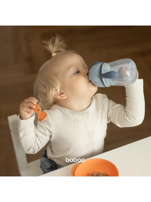 Baboo Csöpögésmentes itatópohár szilikon szívószállal 260 ml Blue Haze 9+ hónapos kortól - kék színű
