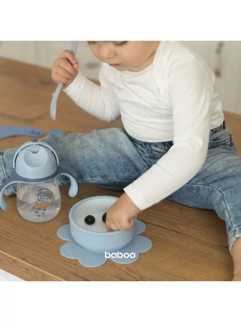 Baboo Csöpögésmentes itatópohár szilikon szívószállal 260 ml Blue Haze 9+ hónapos kortól - kék színű