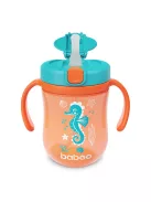 Baboo Súlyozott szívószálas itatópohár (szilikon szívószállal) 300 ml Sea Life 9+ hónapos kortól - narancssárga