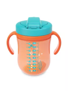   Baboo Súlyozott szívószálas itatópohár (szilikon szívószállal) 300 ml Sea Life 9+ hónapos kortól - narancssárga