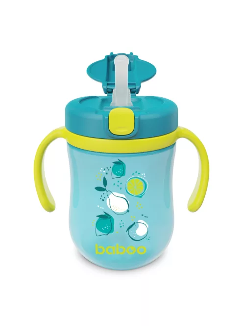 Baboo Súlyozott szívószálas itatópohár (szilikon szívószállal) 300 ml 9+ hónapos kortól - Lagoon Fiesta
