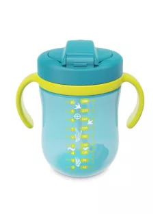   Baboo Súlyozott szívószálas itatópohár (szilikon szívószállal) 300 ml 9+ hónapos kortól - Lagoon Fiesta