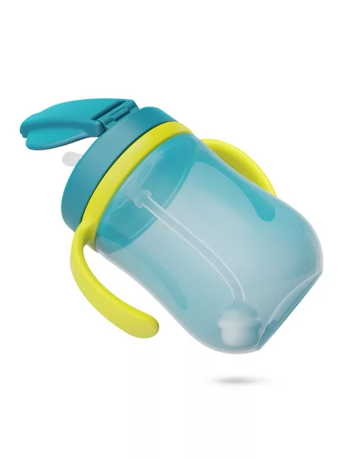 Baboo Súlyozott szívószálas itatópohár (szilikon szívószállal) 300 ml 9+ hónapos kortól - Lagoon Fiesta