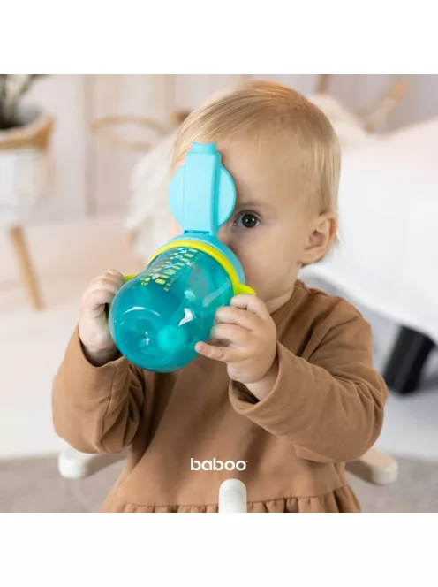 Baboo Súlyozott szívószálas itatópohár (szilikon szívószállal) 300 ml 9+ hónapos kortól - Lagoon Fiesta