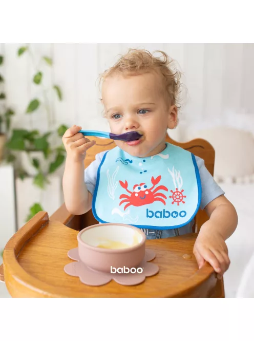 Baboo Tapadókorongos szilikon tányér 6+ hónapos kortól - Au Naturale kakaó