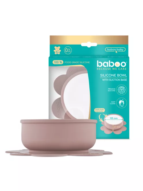 Baboo Tapadókorongos szilikon tányér 6+ hónapos kortól - Au Naturale kakaó