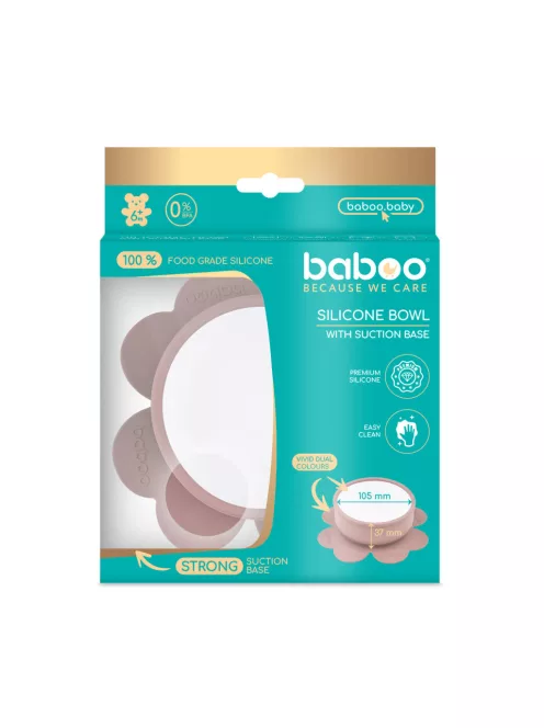 Baboo Tapadókorongos szilikon tányér 6+ hónapos kortól - Au Naturale kakaó