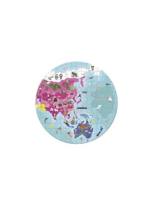 Janod 02655 "A világ" Kétoldali kerek puzzle - 208 PCS