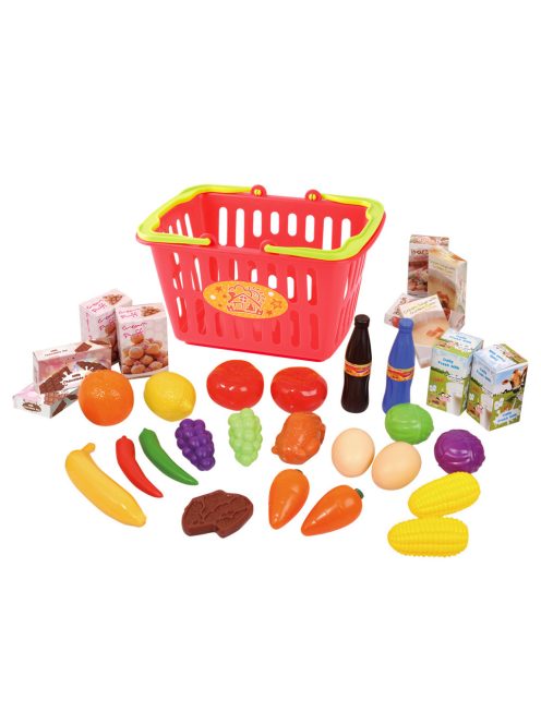Playgo műanyag élelmiszer készlet bevásárló kosárban