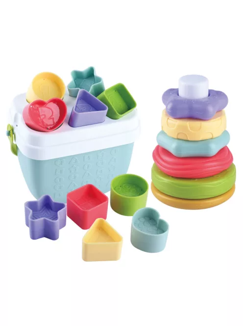 Playgo Számos formaválogató és bébi toronyépítő duó (bio-based)