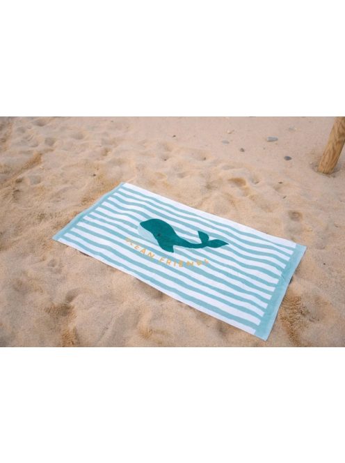 Little Dutch strandtörölköző Seashells and Stripes Surf Blue