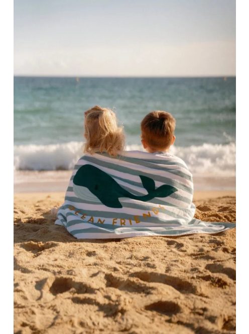 Little Dutch strandtörölköző Seashells and Stripes Surf Blue