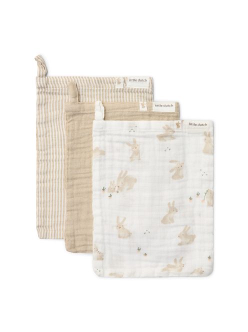 Little Dutch Muszlin baba fürdőkesztyű 3 db - Baby Bunny