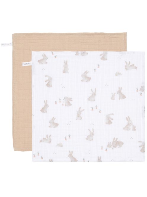 Little Dutch muszlin arctörlő kendő 25x25 cm (2 db) - Baby Bunny/beige