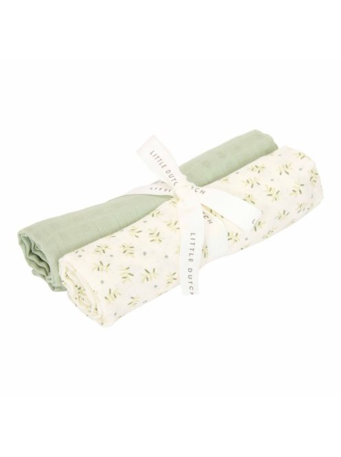 Little Dutch muszlin textilpelenka 70x70 cm 2 db - Blueberry Leaves & Sage