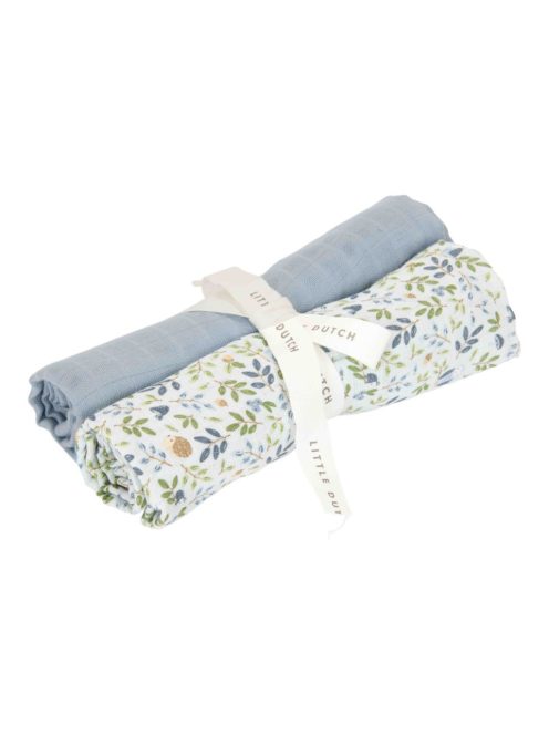 Little Dutch muszlin textilpelenka 70x70 cm 2 db - Forest Adventure & Denim Blue