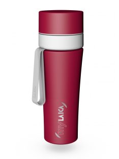   myLaica rozsdamentes matt bordóra festett fast disk rendszerű vízszűrő kulacs pánttal, 0,55 literes