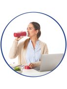 myLaica rozsdamentes matt bézsre festett fast disk rendszerű vízszűrő kulacs pánttal, 0,55 literes