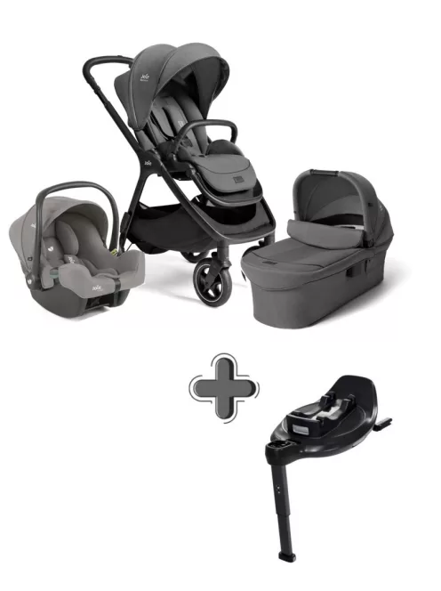 Joie Signature Finiti 2in1 babakocsi Ebony + i-Snug 2 hordozó Pebble + i-Base Encore bázistalp