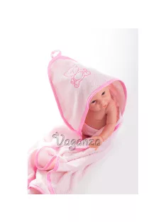   Vaganza Fürdőlepedő hímzett 110×110 - Rózsaszín/Pink/Maci (Több minta)