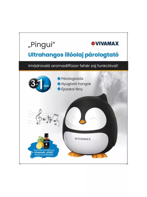 Vivamax Ultrahangos illóolaj párologtató fehér zaj funkcióval Pingvin