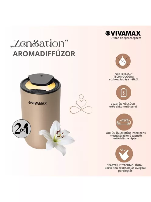 Vivamax "ZenSation" autós aromadiffúzor (arany)