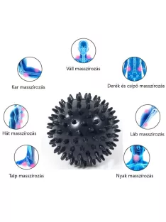 VivaFit Tüskés masszírozó labda 7,5 cm - fekete
