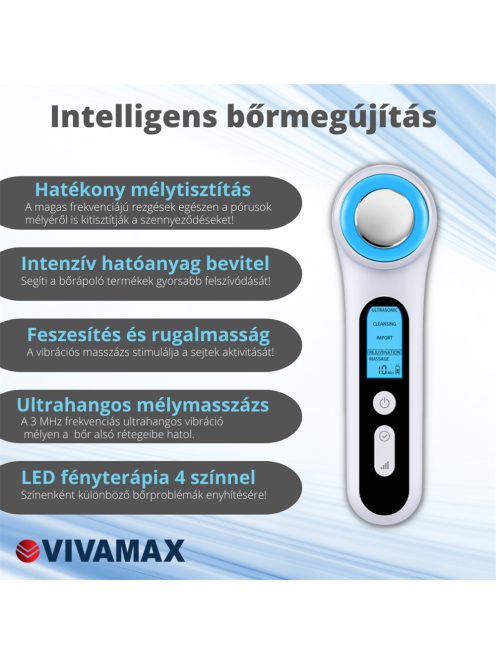 Vivamax SkinMax Ultrahangos mélymasszázs készülék fényterápiával