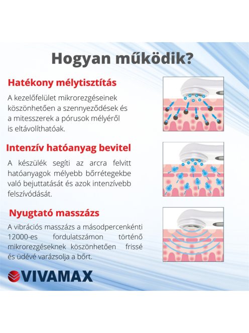 Vivamax SkinMax Ultrahangos mélymasszázs készülék fényterápiával